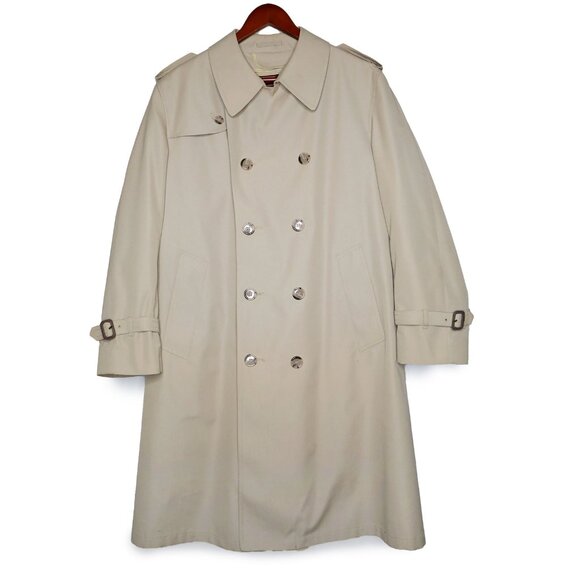 Vintage London Fog Trench Coat Beige Tan Full-Length Jacket Removable Liner 40s - Picture 3 of 16